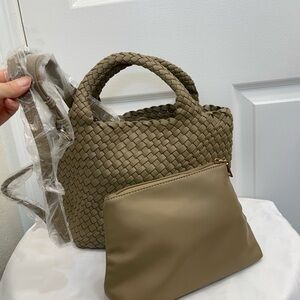Sugar Monday Woven Leather Bag –Brand New with Strap & Pouch